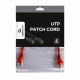 Patch cord Cablexpert UTP, category 6, molded, 50u" plug with latch, 0.25 m, red