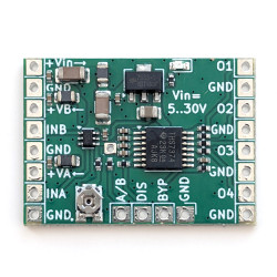 Video amplifier, switch (2 inputs) and splitter (4 outputs)