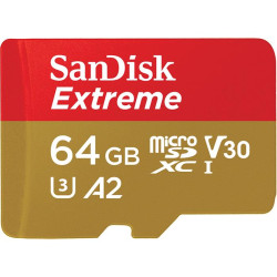 Карта пам'яті SanDisk Extreme A2 MicroSDXC UHS-I U3 64GB R170/W80MB/s + SD адаптер