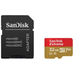 Карта пам'яті SanDisk Extreme A1 microSDHC 32GB C10 UHS-I U3 V30 R100/W60MB/s + SD адаптер (SDSQXAF-