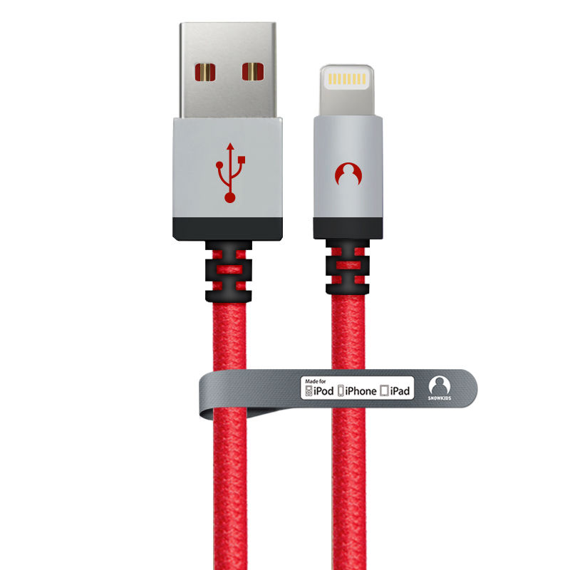 MFi data-cable for iPhone/iPad Snowkids RED 1.5m