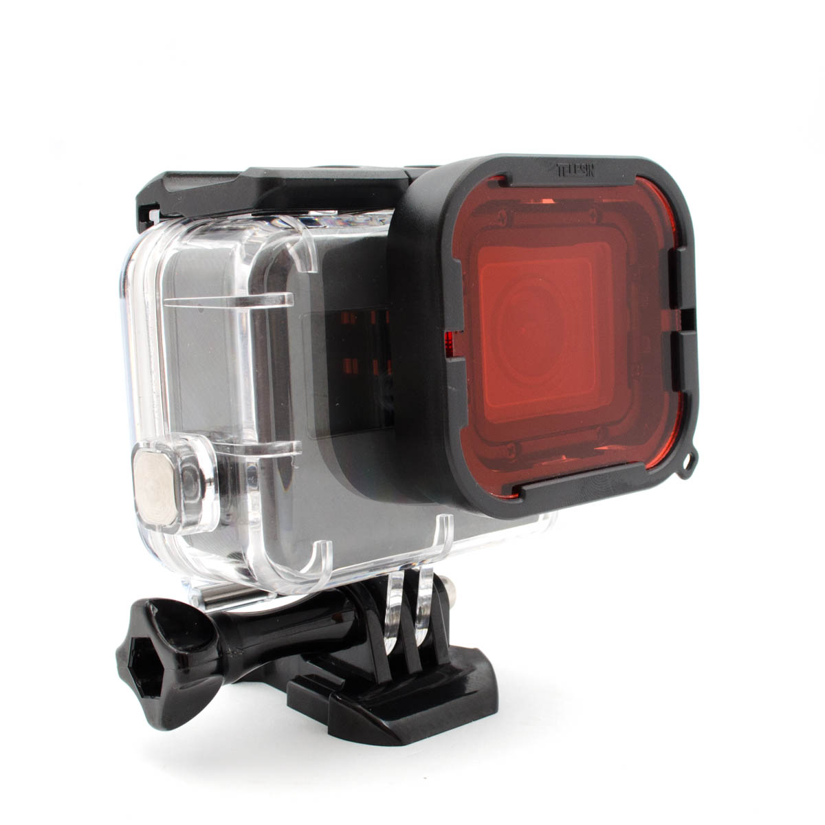 Красный подводный фильтр на Supersuit корпус GoPro HERO6 и HERO5 Black