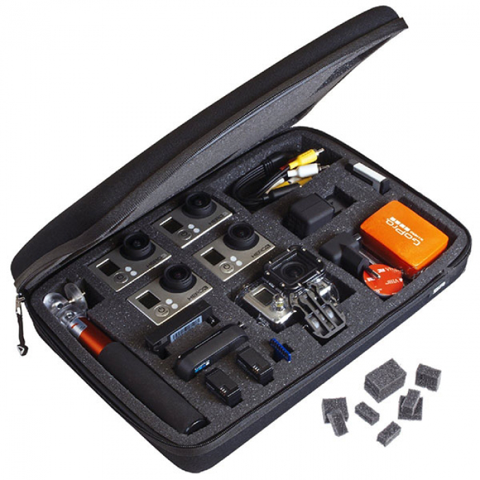 Кейс для экшн-камер  большой SP MyCase Large, в раскрытом виде с наполнением