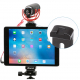 Ulanzi All-Metal Aluminum Tripod Mount Clamp Holder for iPad Pro Mini Air, with a tablet and a microphone