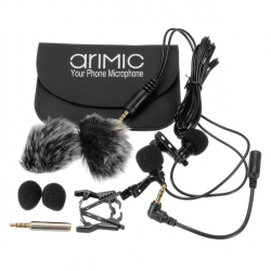 AriMic Dualmic lavalier microphone with 1.5 m cable