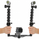 Underwater two-handed holder with lanterns for GoPro, with a camera